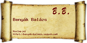 Benyák Balázs névjegykártya
